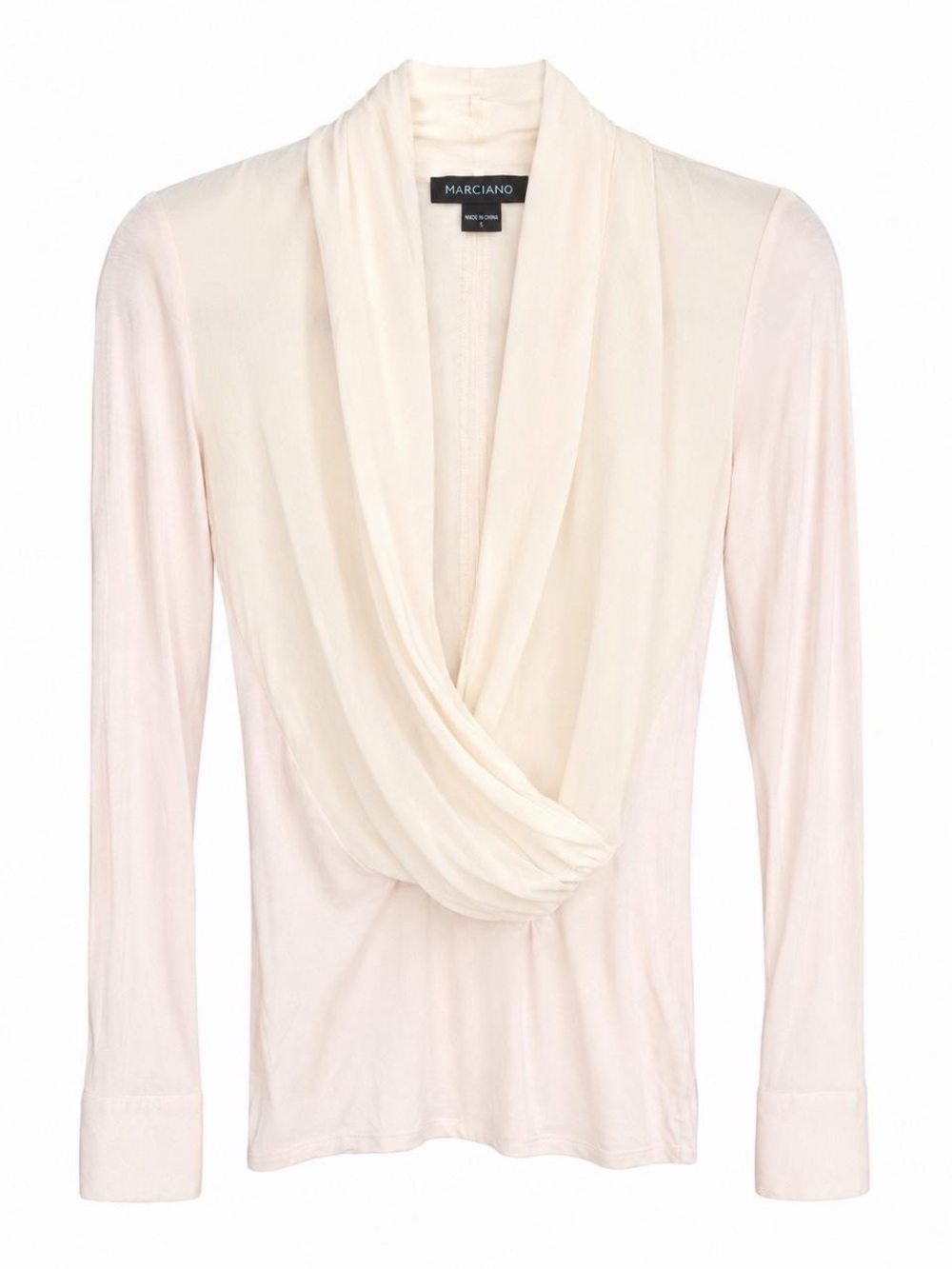 Marciano Ivory Draped Surplice Long Sleeve Blouse Size S